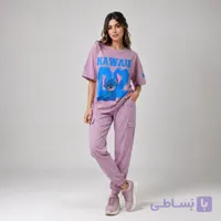 تیشرت باکسی دخترانه مدل Hawaii stich رنگبندی متنوع
