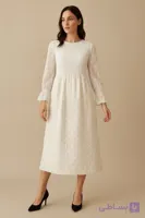 پیراهن زنانه مجلسی دانتل و لمه دو لایه _مدل آستین‌ دار شیک