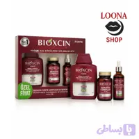 پک ضدریزش قوی بیوکسین مدل فورت قرمز شامل شامپو 300میل و مکمل 60عددی و سرم مو 50میل BIOXCIN