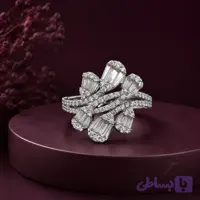 انگشتر نقره زنانه طرح شش گل باگت