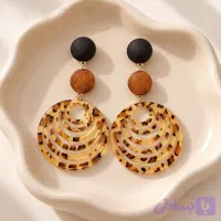 گوشواره آویز حلقه ای طرح پلنگی