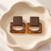 گوشواره هندسی قهوه‌ای و عسلی
