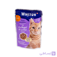 پوچ گربه وینستون با طعم جگر مرغ وزن 100 گرم