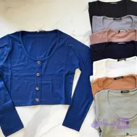بلوز کراپ کرکره ای جلو دکمه دار