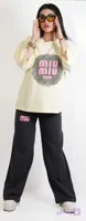 ست تیشرت باکسی و شلوار بگ MIU MIU