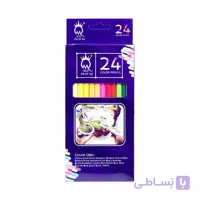 مداد 24 رنگ سه گوش مقوایی ام کیو (6 عددی)