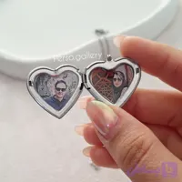 گردنبند لاکت استیل قلبی نقره ای