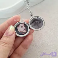 گردنبند لاکت استیل گرد نقره ای