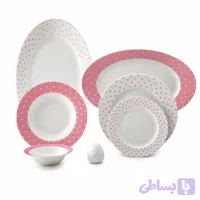 سرویس ۲۸ پارچه اسپاتی صورتی چینی زرین ایتالیا اف