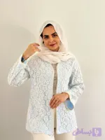 کت گیپور مرواریدی آبی روشن