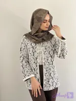 کت گیپور مرواریدی قهوه ای