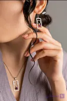 نیم ست نقره زنانه مدل 020 عیار ۹۲۵ با سنگ آمتیست تراش خورده