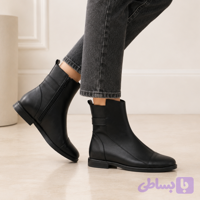 نیم بوت (برت) مشکی زنانه پاشنه تخت
