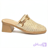 صندل توری تابستانی کرم زنانه جلو بسته (کد ۰۱۳۰)