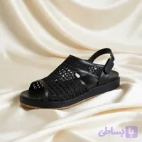 کفش صندل اسپرت توری بندی(کد ۰۱۳۵) تابستانی مشکی زنانه جلو باز