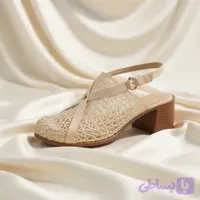 کفش صندل توری بندی تابستانی کرم زنانه ( کد ۰۱۳۳)