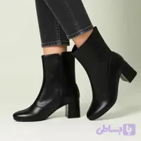 نیم بوت پنجه گرد زنانه مشکی کد 1021