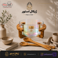 کاسه سالاد مخروطی پایه چوب (طرح هفت رنگ)