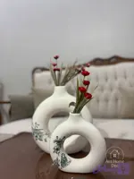 گلدان رینگ سایز بزرگ سرامیکی طرحدار