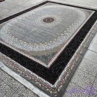 فرش 500 شانه ساحل طوسی حاشیه مشکی(+ارسال رایگان)