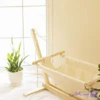 گهواره چوبی تاشو نوزاد و کودک مدل پرشیا به همراه تشک و بالش مخصوص