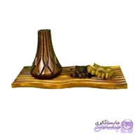ست استند موج دار و گل بابونه سنگ مصنوعی با گلدان و جاشمعی لوزی الماسی