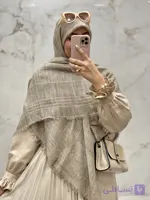 روسری نخی کنفی وارداتی قواره ۱۴۰ کد ۱۰۴