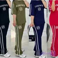 ست تیشرت و شلوار زنانه مدل loewe جنس ویسکوز پنبه فول کش فری سایز 36 تا 46