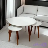 میز جلومبلی عسلی مینیمال 4 تکه دایره ای MDF