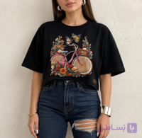 تیشرت کراپ طرح دوچرخه
