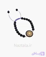 دستبند اونیکس گل ناز ورق طلا ۲۴ عیار
