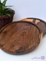 سینی چوبی مینیمال با چوب گردو دو رنگ