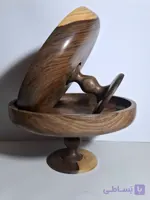 ظرف پذیرایی پایه دار چوبی با چوب گردو