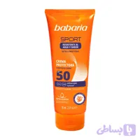 کرم ضدآفتاب اسپرت باباریا با SPF50 حجم ۷۵ میلی‌لیتر | ضدآب و ضدتعریق با جذب سریع و بافت سبک برای فعالیت‌های ورزشی
