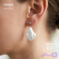 گوشواره مروارید باروک و اتصال استیل