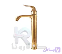 شیر‏ روشویی مدل ‎F6T6 طلایی پایه بلند