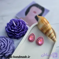 گوشواره جواهردوزی سنگ اشک صورتی