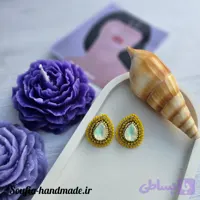 گوشواره جواهردوزی سنگ اشک زرد کره ای