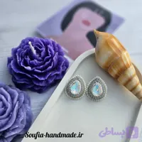 گوشواره جواهردوزی سنگ اشک سفید