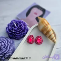 گوشواره جواهردوزی سنگ اشک سرخابی