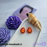 گوشواره جواهردوزی سنگ اشک نارنجی
