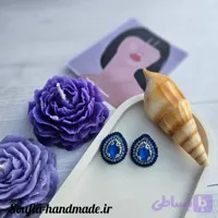 گوشواره جواهردوزی سنگ اشک آبی