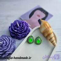 گوشواره جواهردوزی سنگ اشک سبز