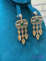 گوشواره مدل آویز یاقوت سبز 00226