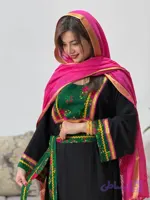 پیراهن کفتان مدل گل سرخابی 00303