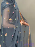 چادر بندری گلدوزی شیفون لبه نواری کد 34