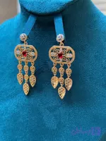 گوشواره خلیجی مدل آویز یاقوت سرخ 00227