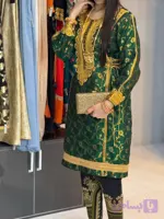 پیراهن سنتی زنانه مدل کندوره بنارسی طرح ارکیده کد3800