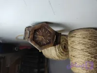 ساعت مچی چوبی طرح شش ضلعی سایز مردانه با موتور ژاپنی