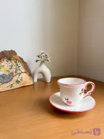 فنجان قهوه خوری سرامیکی باطرح رز قرمز